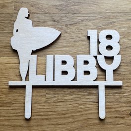 Wooden bespoke cake topper and cake charm